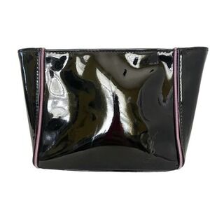 Yves Saint Laurent YSL Beauté Black Patent Faux Leather Zip Pouch Cosmetic Case